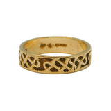 Cymru Welsh 9ct Yellow Gold Knot Pattern Band Ring Vintage c1970 London