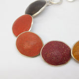 Mexican Sterling Silver Multi-Colour Agate Set Panel Bracelet Vintage c1970