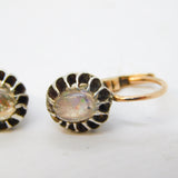 Victorian Pair of 9ct Rose Gold Cabochon Water Opal Hook Earrings Antique