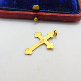 9ct Yellow Gold Cross Crucifix Pendant Vintage 1973 Birmingham