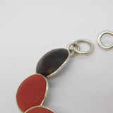 Mexican Sterling Silver Multi-Colour Agate Set Panel Bracelet Vintage c1970