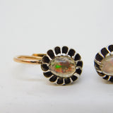 Victorian Pair of 9ct Rose Gold Cabochon Water Opal Hook Earrings Antique