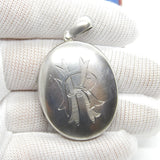 Victorian Sterling Silver RK Monogram Sweetheart Locket c1860 Antique