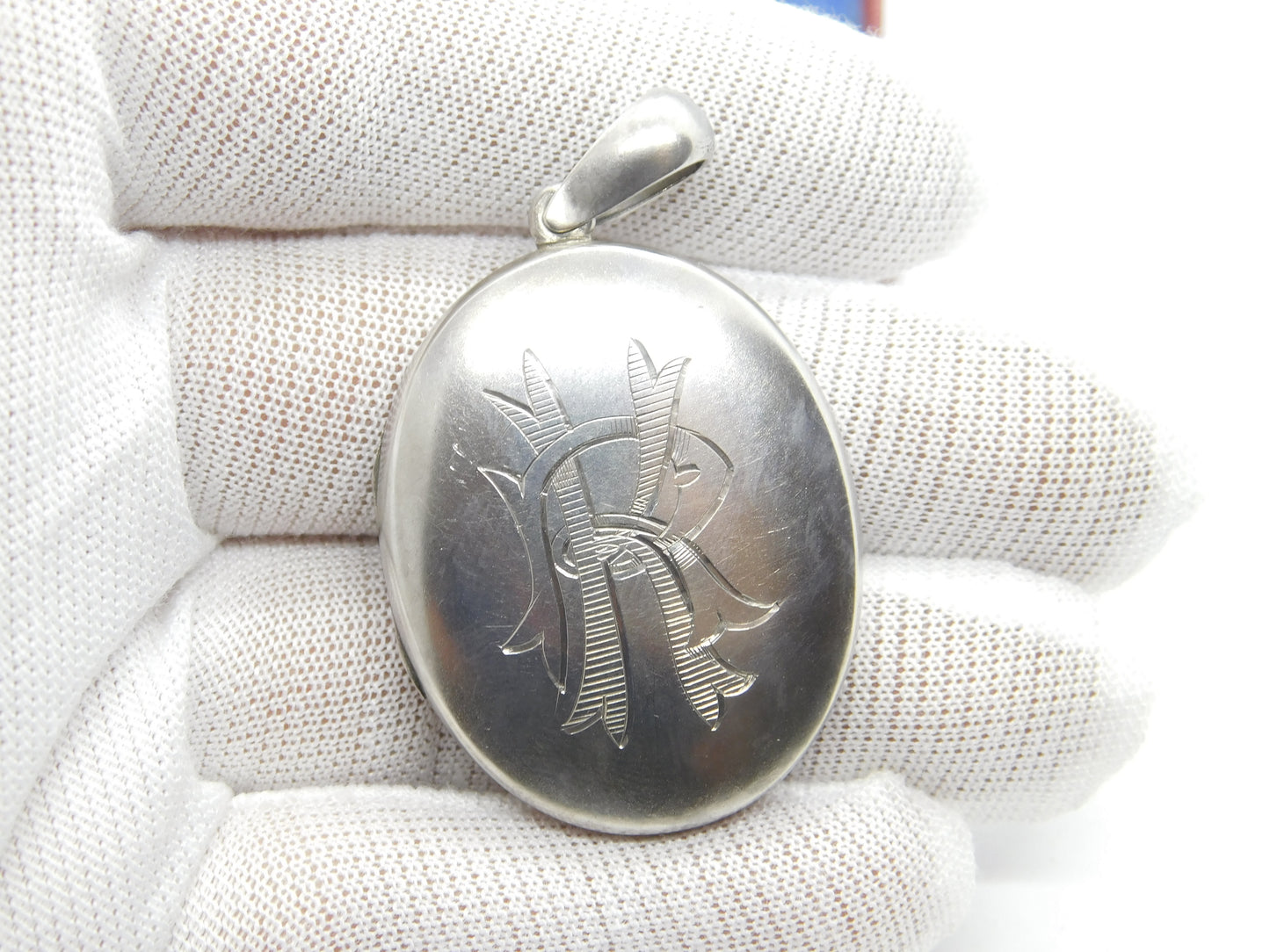 Victorian Sterling Silver RK Monogram Sweetheart Locket c1860 Antique