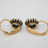 Victorian Pair of 9ct Rose Gold Cabochon Water Opal Hook Earrings Antique