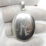 Victorian Sterling Silver RK Monogram Sweetheart Locket c1860 Antique