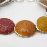 Mexican Sterling Silver Multi-Colour Agate Set Panel Bracelet Vintage c1970