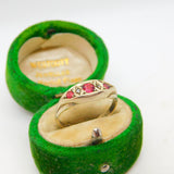 9ct Yellow Gold, Ruby & Seed Pearl Boat Ring Antique 1912 Chester Art Deco