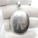 Victorian Sterling Silver RK Monogram Sweetheart Locket c1860 Antique