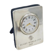 Sterling Silver Mounted 'Rugby World Cup 1995' Desk Clock Vintage London