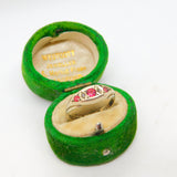 9ct Yellow Gold, Ruby & Seed Pearl Boat Ring Antique 1912 Chester Art Deco