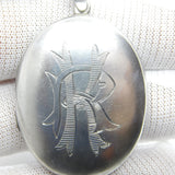 Victorian Sterling Silver RK Monogram Sweetheart Locket c1860 Antique