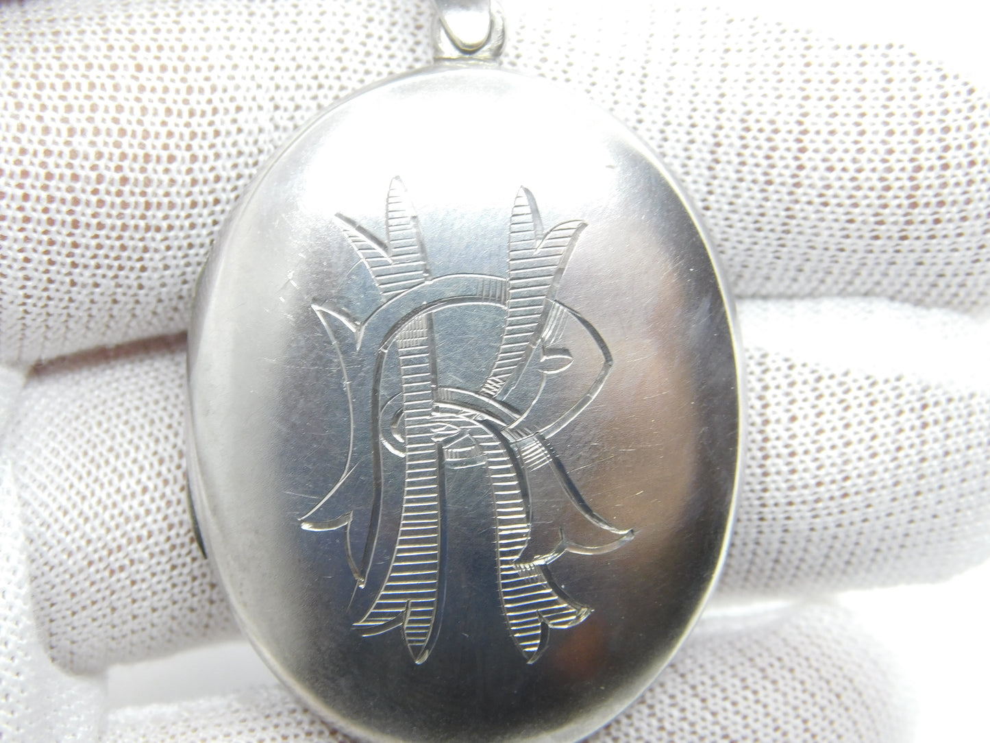 Victorian Sterling Silver RK Monogram Sweetheart Locket c1860 Antique