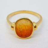 Ancient Roman 18ct Yellow Gold & Red Agate Dioscuri Castor & Pollux Signet Ring 1st Century BCE