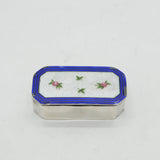 Edwardian Sterling Silver Guilloche Enamel Snuff Box Antique 1910 Birmingham