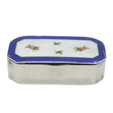 Edwardian Sterling Silver Guilloche Enamel Snuff Box Antique 1910 Birmingham