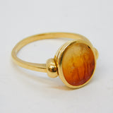Ancient Roman 18ct Yellow Gold & Red Agate Dioscuri Castor & Pollux Signet Ring 1st Century BCE