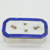 Edwardian Sterling Silver Guilloche Enamel Snuff Box Antique 1910 Birmingham