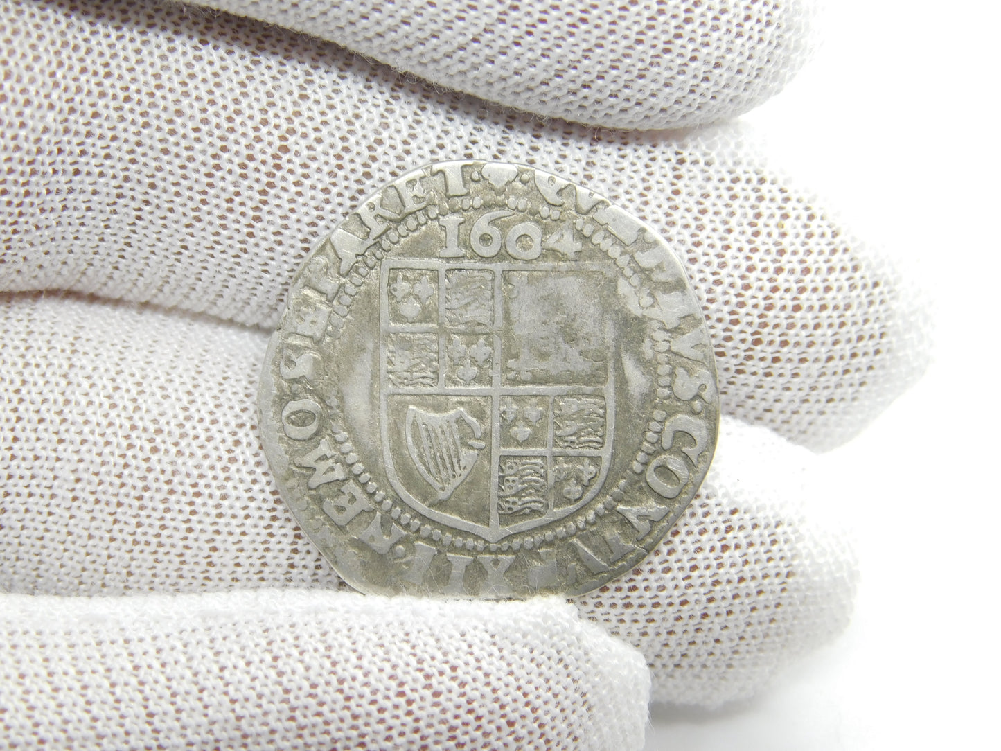 King James I Hammered Silver Sixpence Coin 1604 Fine Condition Antique