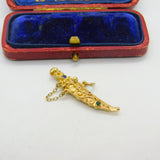 9ct Yellow Gold Jewelled Sword in the Scabbard Charm or Pendant 1968 London