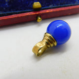 9ct Yellow Gold Blue Hardstone Bead Charm or Pendant Vintage London c1990