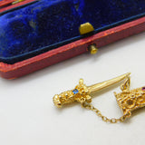 9ct Yellow Gold Jewelled Sword in the Scabbard Charm or Pendant 1968 London