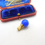 9ct Yellow Gold Blue Hardstone Bead Charm or Pendant Vintage London c1990