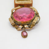 Large Victorian Pinchbeck & Pink Paste Statement Brooch Antique c1880