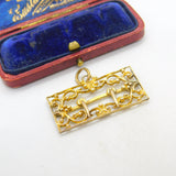 Victorian 9ct Yellow Gold Fronted Buckle Form Floral Pendant Antique c1890