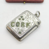 Victorian Sterling Silver Connemara Marble Inlay 'Cork' Novelty Vesta Case 1901