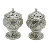George IV Sterling Silver Floral Pair of Floral Pepper Pots Antique 1828 London