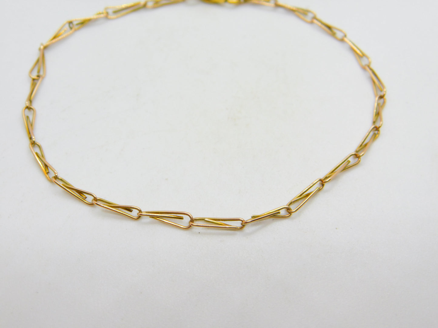 9ct Yellow Gold Wirework Link Bracelet Vintage c1970 7.5" Length