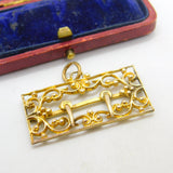 Victorian 9ct Yellow Gold Fronted Buckle Form Floral Pendant Antique c1890