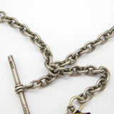 Victorian Sterling Silver Trombone Albert Watch Chain, Compass Antique 1894 London