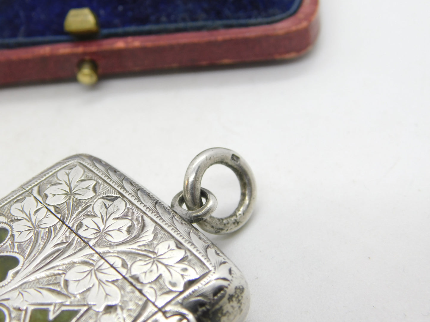 Victorian Sterling Silver Connemara Marble Inlay 'Cork' Novelty Vesta Case 1901