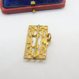 Victorian 9ct Yellow Gold Fronted Buckle Form Floral Pendant Antique c1890