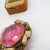 Large Victorian Pinchbeck & Pink Paste Statement Brooch Antique c1880