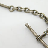 Victorian Sterling Silver Trombone Albert Watch Chain, Compass Antique 1894 London