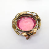 Large Victorian Pinchbeck & Pink Paste Statement Brooch Antique c1880