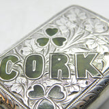Victorian Sterling Silver Connemara Marble Inlay 'Cork' Novelty Vesta Case 1901