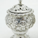 George IV Sterling Silver Floral Pair of Floral Pepper Pots Antique 1828 London