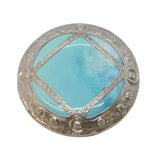 Arts & Crafts Sterling Silver Fronted Blue Enamel Brooch Pin Antique c1910