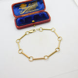 9ct Gold Victorian Style Trombone & O Link Bracelet Vintage 1988 London