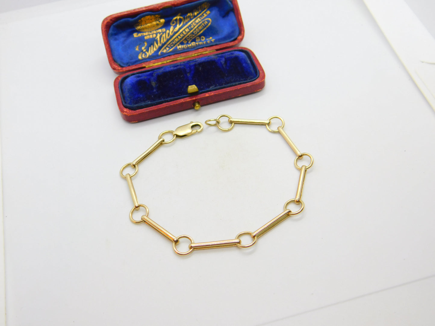 9ct Gold Victorian Style Trombone & O Link Bracelet Vintage 1988 London