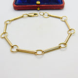9ct Gold Victorian Style Trombone & O Link Bracelet Vintage 1988 London
