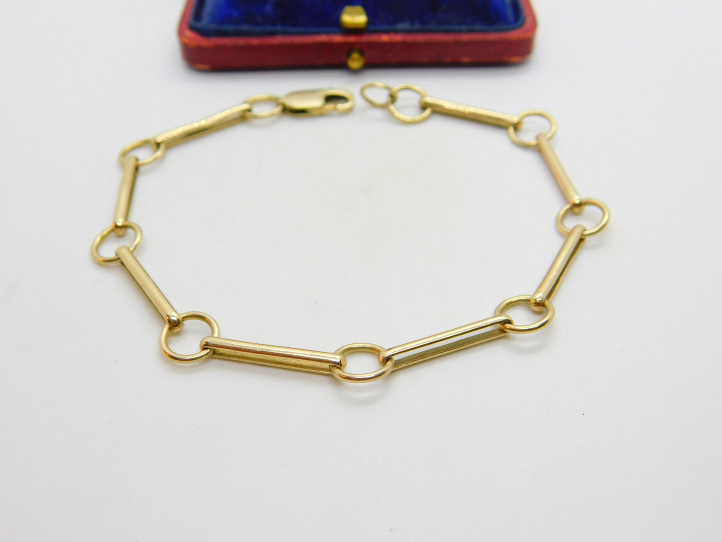 9ct Gold Victorian Style Trombone & O Link Bracelet Vintage 1988 London