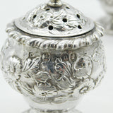 George IV Sterling Silver Floral Pair of Floral Pepper Pots Antique 1828 London