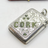 Victorian Sterling Silver Connemara Marble Inlay 'Cork' Novelty Vesta Case 1901