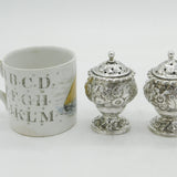 George IV Sterling Silver Floral Pair of Floral Pepper Pots Antique 1828 London