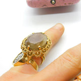 9ct Yellow Gold Smoky Quartz Cocktail Statement Ring Vintage 1975 London